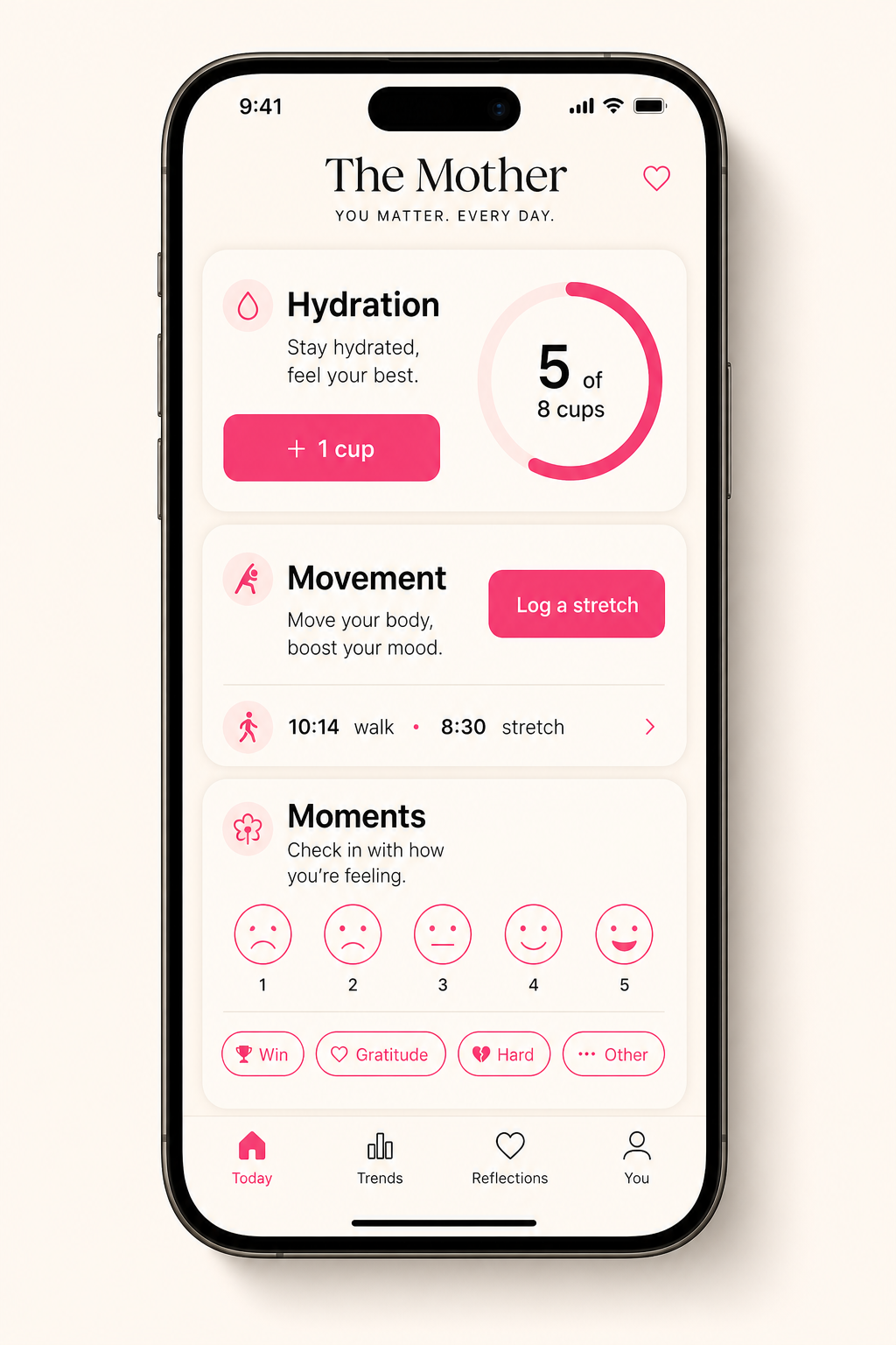 The Mother wellness trackers on iPhone